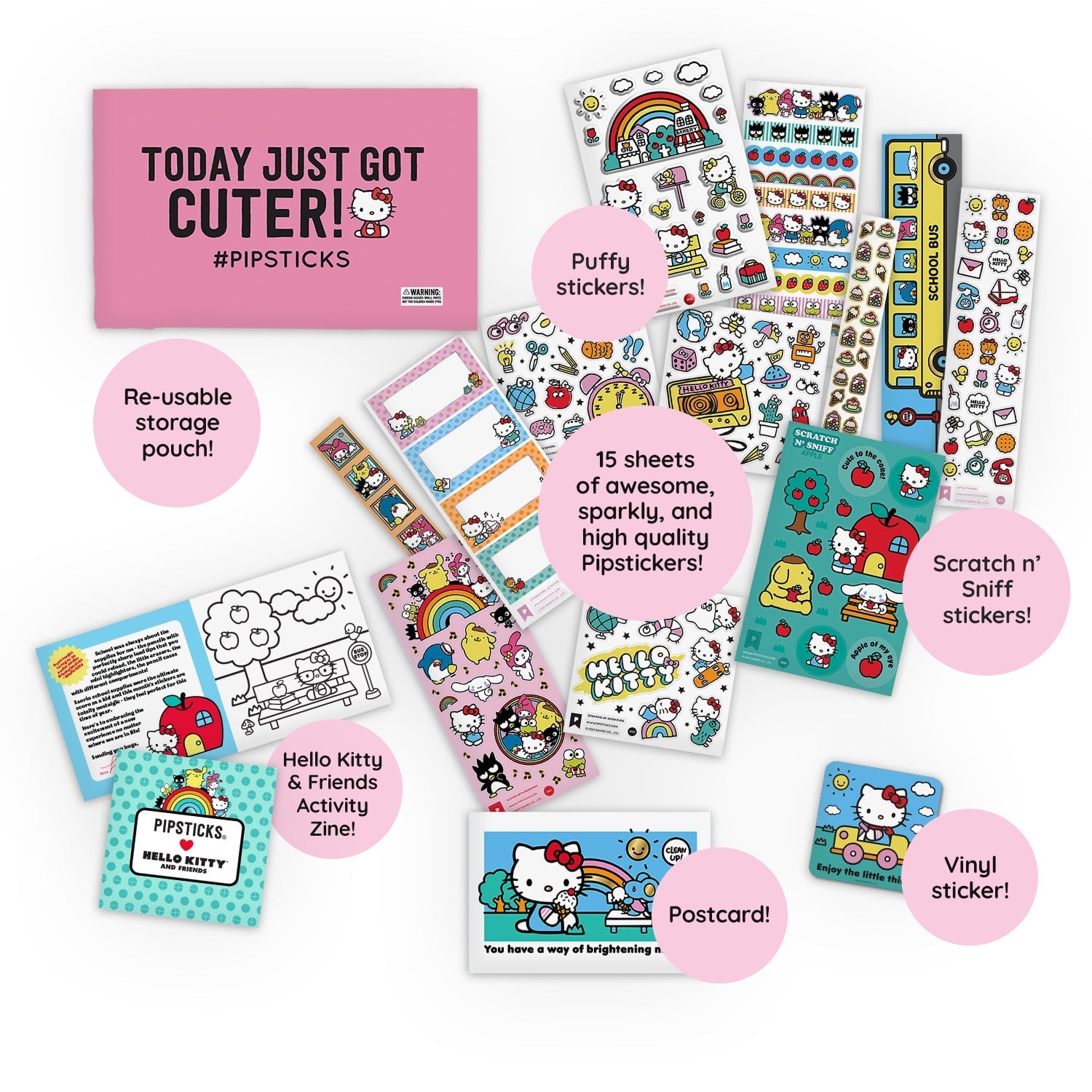 School Bus Rules Hello Kitty Sticker Pack