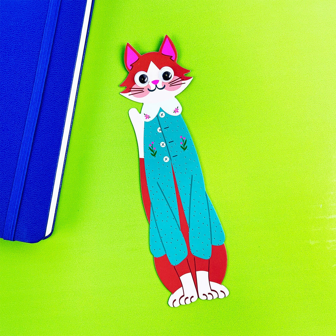 Purrfectly Poised Googly Eye Bookmark