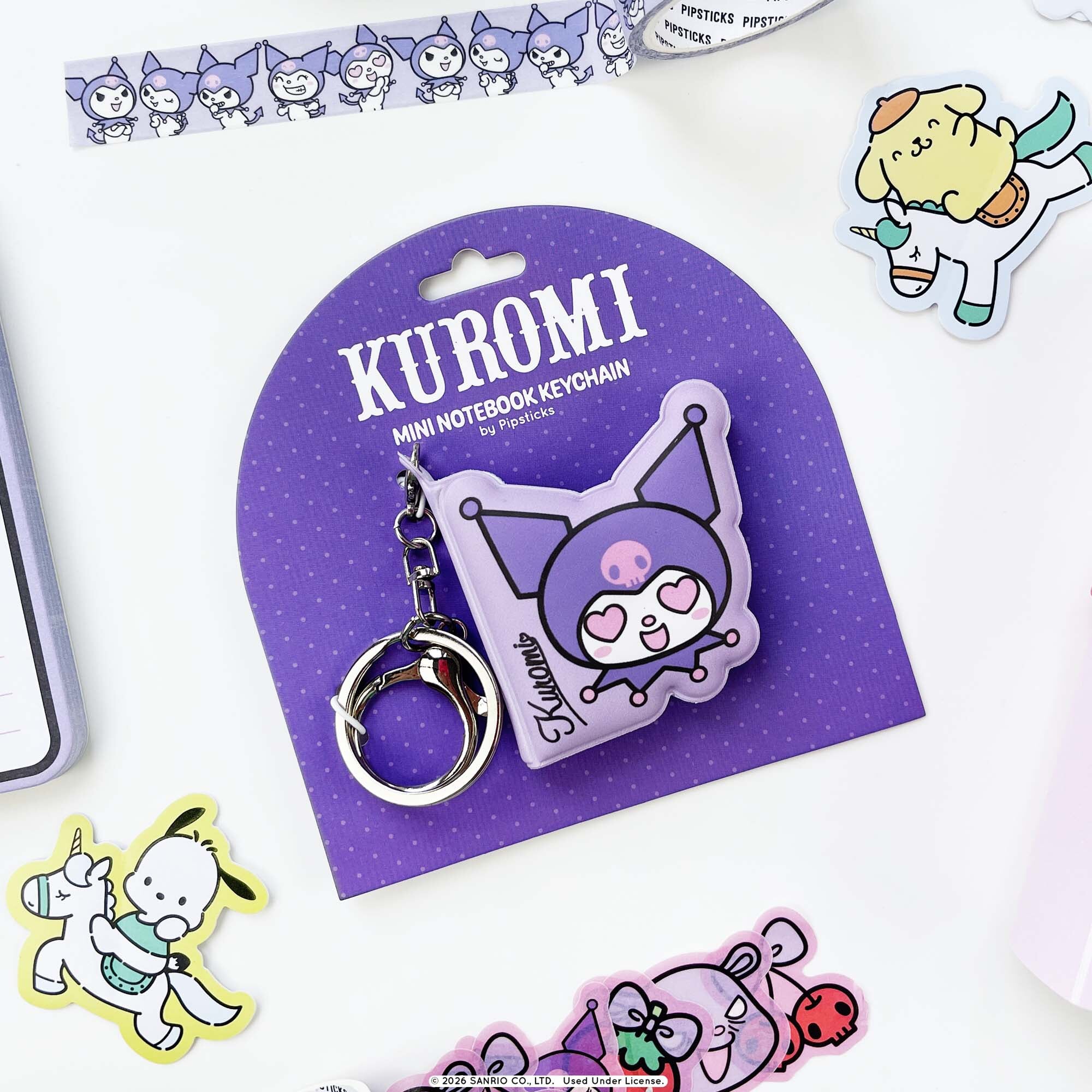Kuromi Heart Eyes Mini Puffy Notebook Keychain