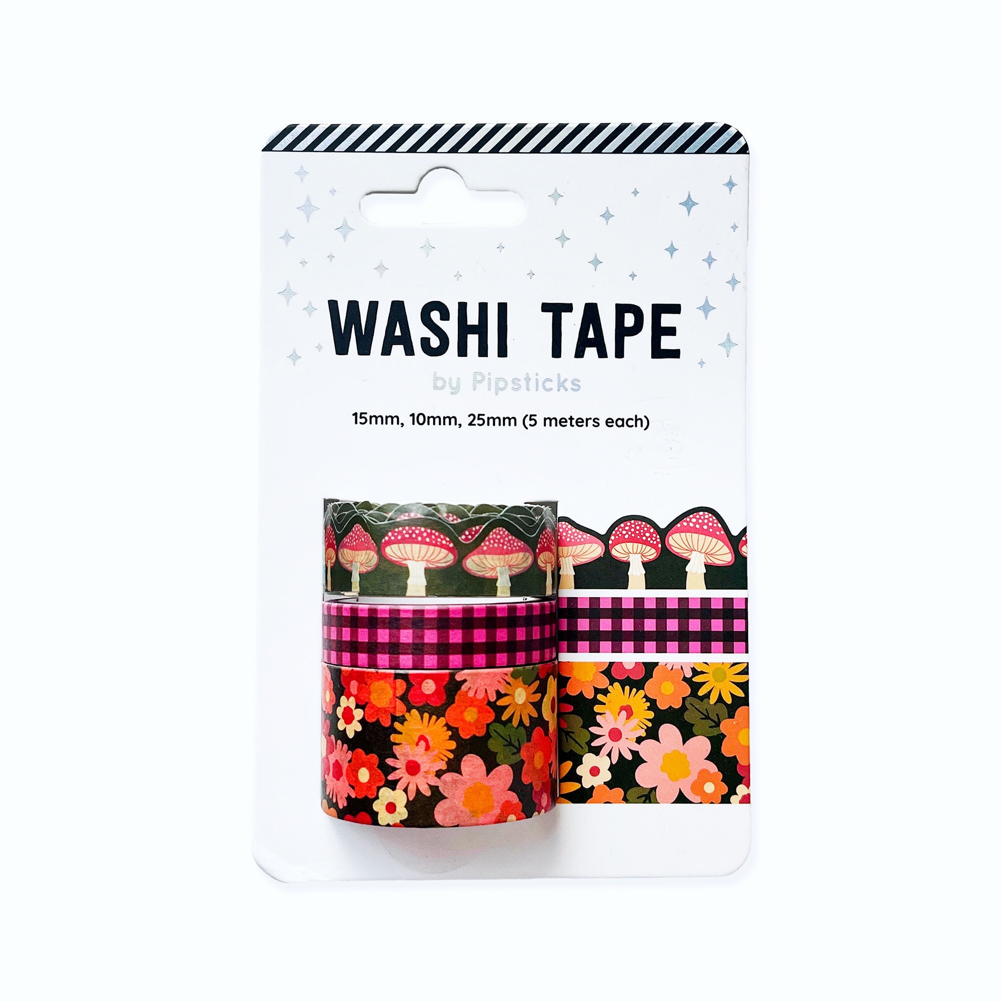 Mushroom Melody, Magenta Mood, A Floral Fall (Autumn Garden Washi Collection)
