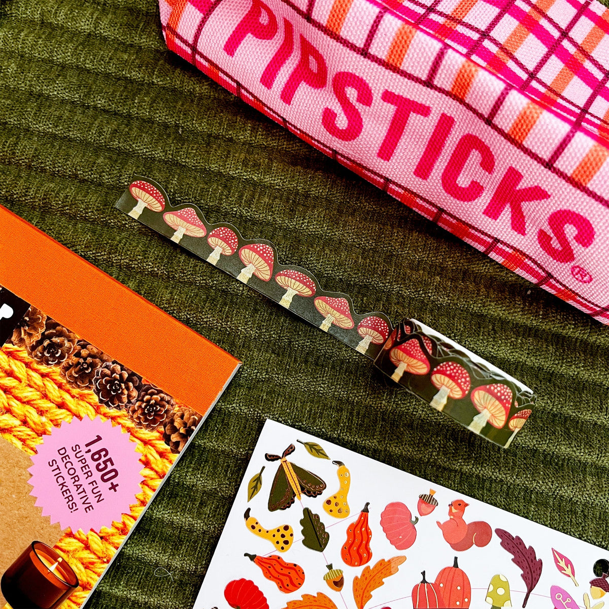 Mushroom Melody, Magenta Mood, A Floral Fall (Autumn Garden Washi Collection)
