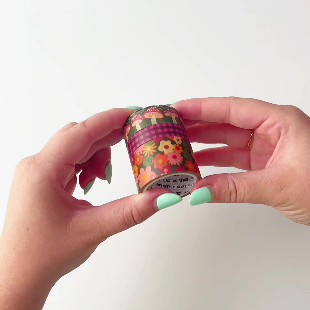 Mushroom Melody, Magenta Mood, A Floral Fall (Autumn Garden Washi Collection)