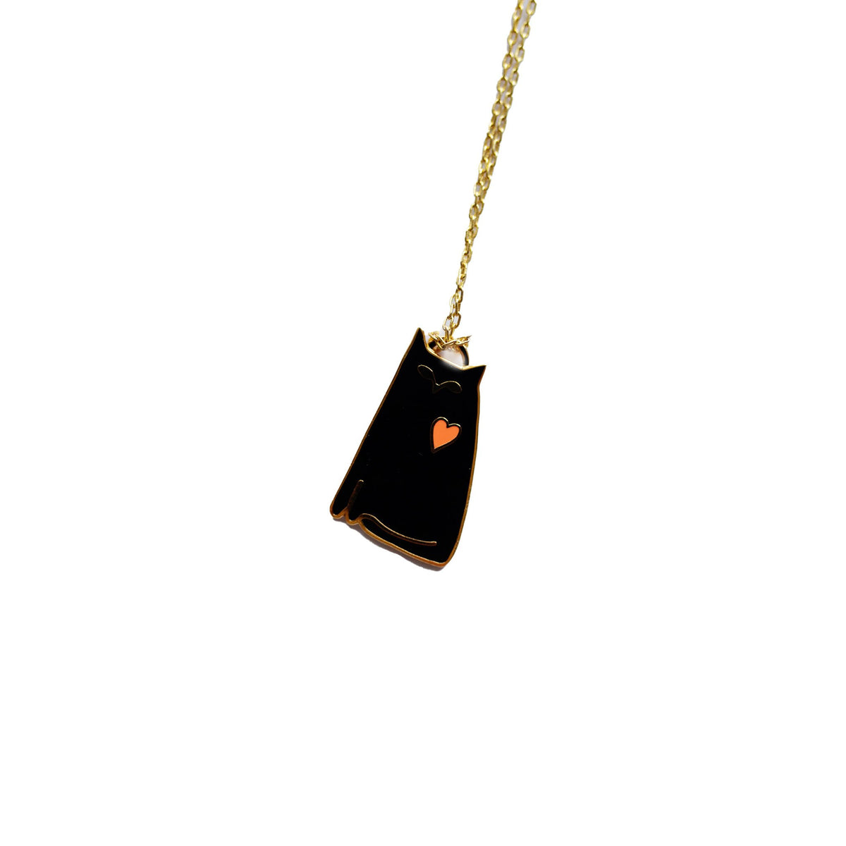 Yellow Owl Workshop: Black Cat w/Heart Necklace